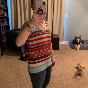 LOFT Stripped Dress Tank Shell